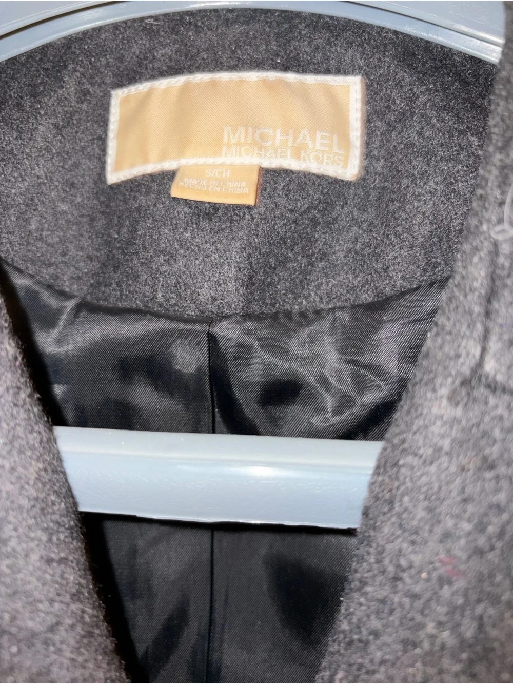 Michael Kors Dark Gray Double-Breasted Wool Peacoat